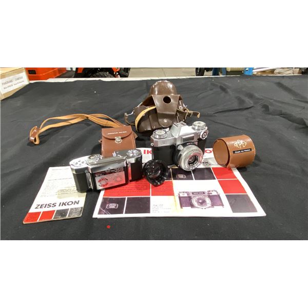 ZEISS IKON CONTAFLEX 35MM FILM CAMERA, FILM BACK, ALPEX AUX TELEPHOTO LENS & 3 CASES