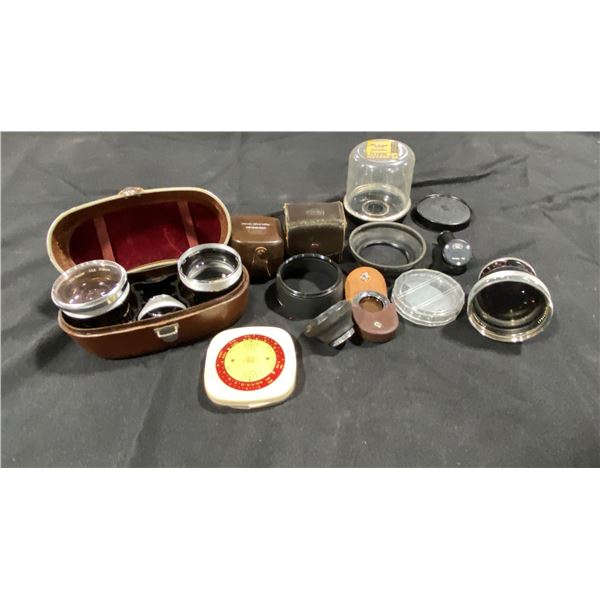 3 CARL ZEISS PRO-TESSAR LENSES (1:4 F=115MM, 1:3.2 F=85MM, 1:3.2 F=35MM) ASSORTED FILTERS & LENS