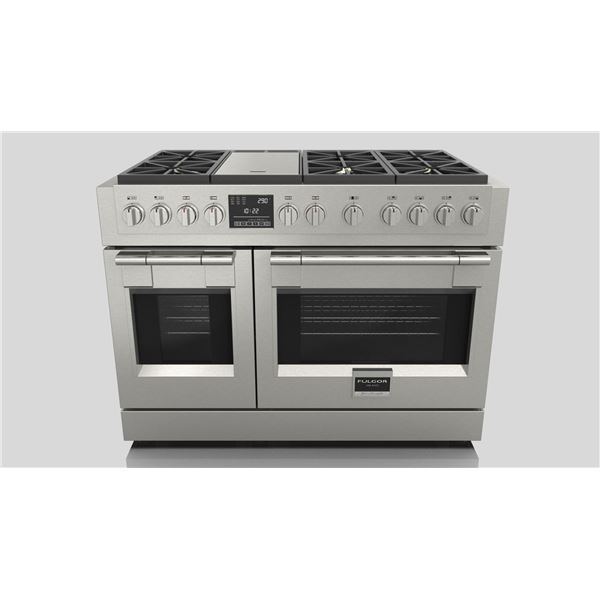 BNIB - Fulgor 48" Dual-Fuel Professional Range, Stainless Steel Griddle, RV: $13,189 - Model F6PDF48