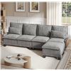 Image 3 : NIB Gray Comfy Cloud Couch Large Sofa for Living Room w/ Ottoman - SKU: USACOPN1087760-2