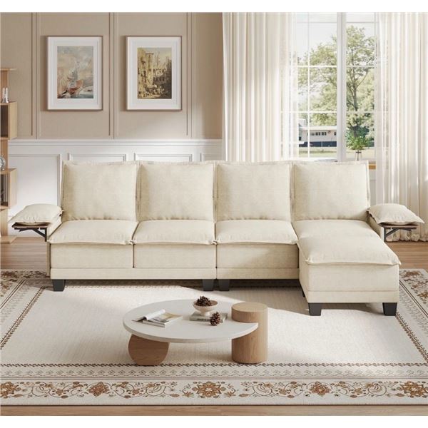 NIB White Comfy Cloud Couch Large Sofa for Living Room w/ Ottoman - SKU: USACOPN1087760-3