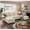 Image 2 : NIB White Comfy Cloud Couch Large Sofa for Living Room w/ 2 Ottomans - SKU: USACOPN1087759-3 -