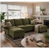 Image 1 : Green Comfy Cloud Couch Large Sofa for Living Room w/ 2 Ottomans - SKU: USACOPN1087759-4