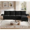 Image 1 : Black Comfy Cloud Couch Large Sofa for Living Room w/ Ottoman - SKU: USACOPN1087760-1