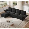 Image 2 : Black Comfy Cloud Couch Large Sofa for Living Room w/ Ottoman - SKU: USACOPN1087760-1