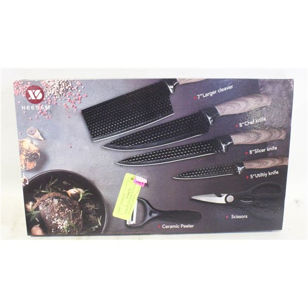 NEW 6PC KITCHEN KNIFE BLOCK SET HIGH CARBON