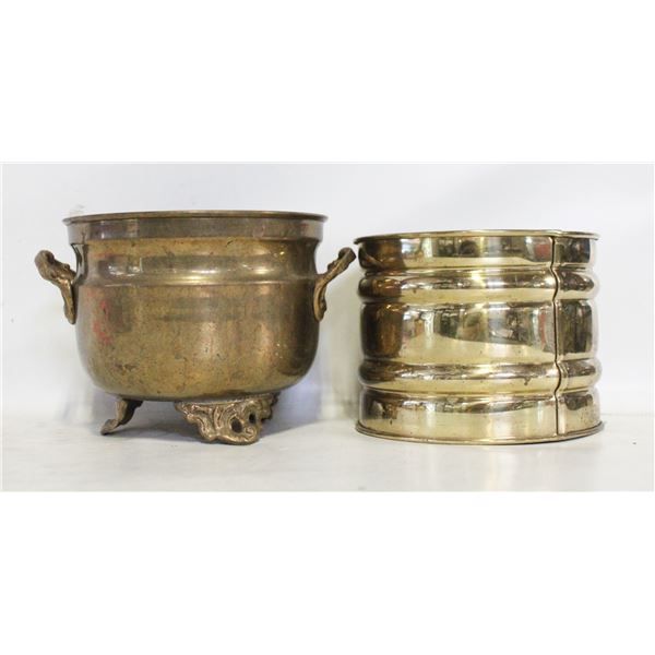 VINTAGE BRASS PLANT POTS ASSORTED
