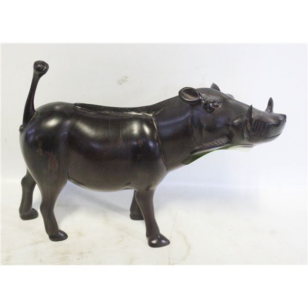 CARVED IVORY WOOD WILD HOG