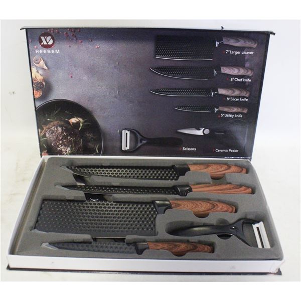 NEW 6PC KITCHEN KNIFE BLOCK SET HIGH CARBON
