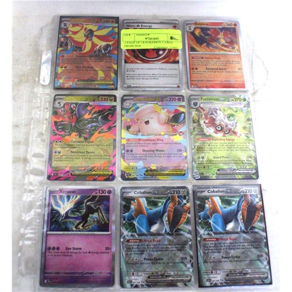 1 PAGE OF 18 POKEMON CARDS FROM 2026