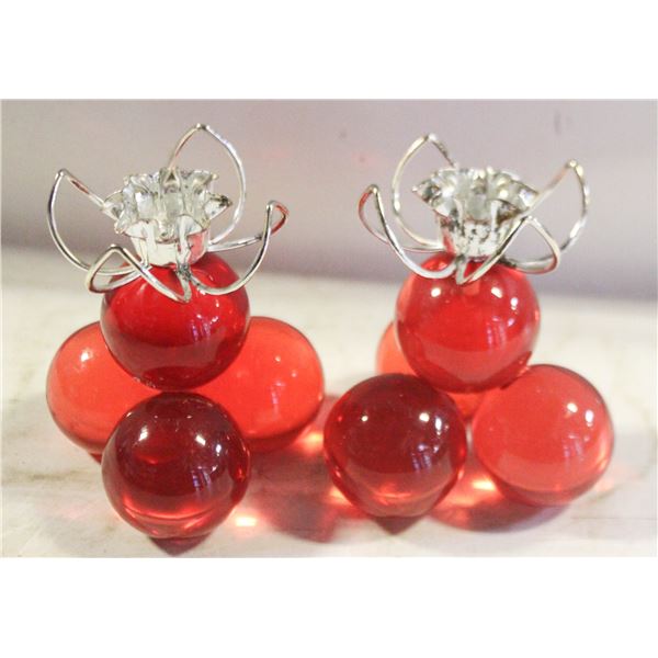 VINTAGE LUCITE/METAL GRAPE CANDLE HOLDERS (2)