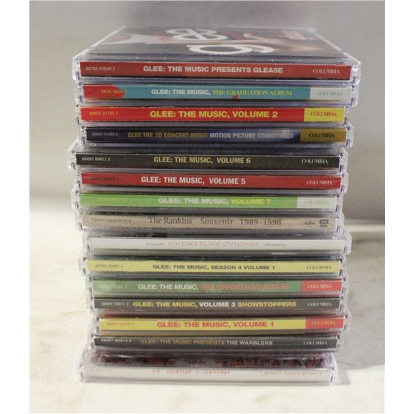 ASSORTED CD'S (15) INCLUDING GLEE, RANKINS, SIA