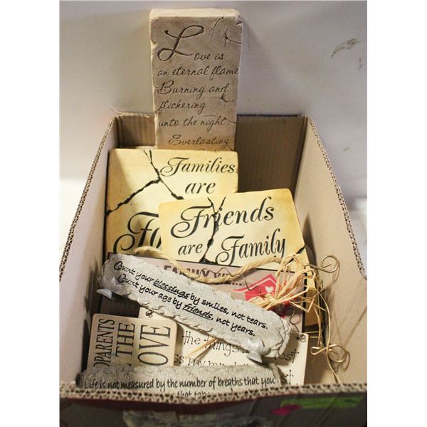 INSPIRATIONAL DECORATIVE ITEMS BOX LOT