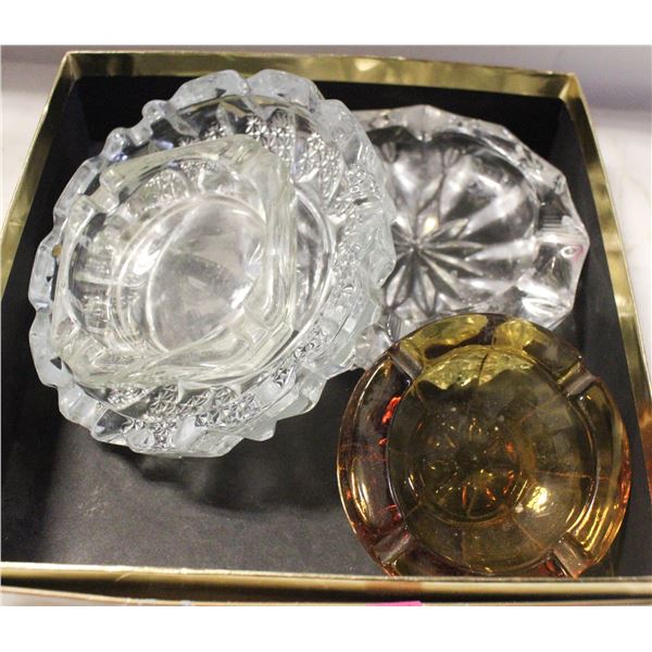 VINTAGE GLASS ASHTRAYS ASSORTED