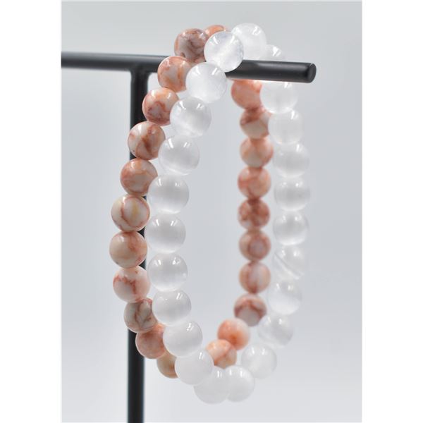 59- NATURAL SELENITE & RED NET STONE BRACELET