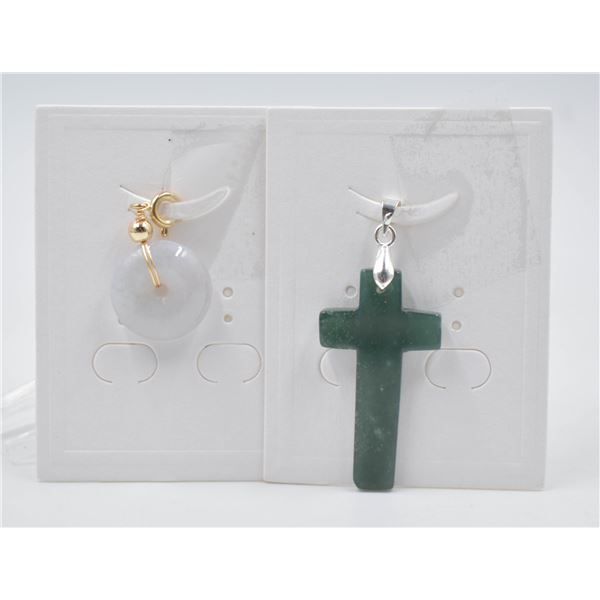 194-NATURAL JADE JADEITE PENDANT 2PCS