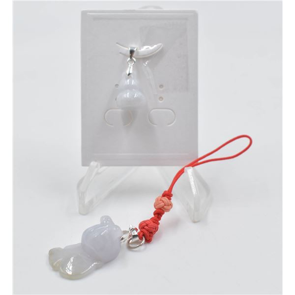 105- NATURAL JADE JADITE PENDANT & CAR HANGER