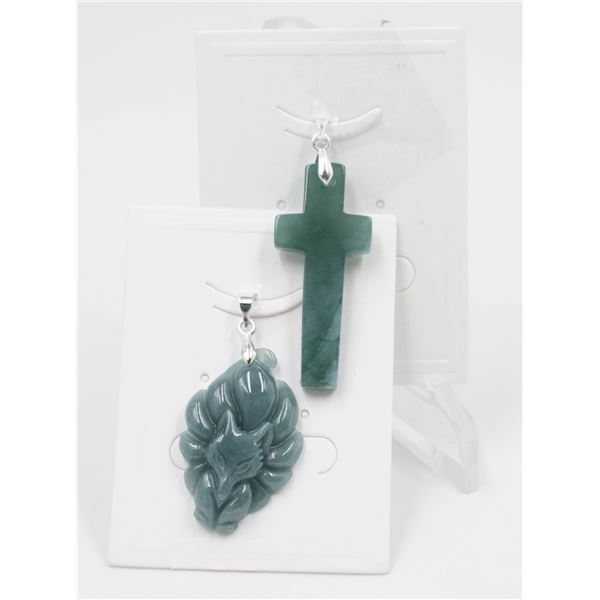 151-NATURAL JADE JADEITE PENDANT 2PCS