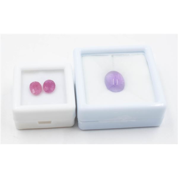 251 NATURAL AMETHYST 6.05CT& HEATED RUBY 3.20CT