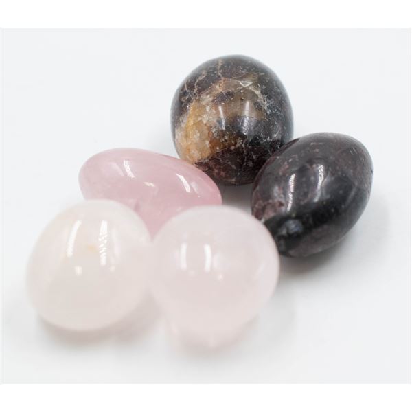 16-NATURAL GARNET & ROSE QUARTZ TUMBLETE 90G