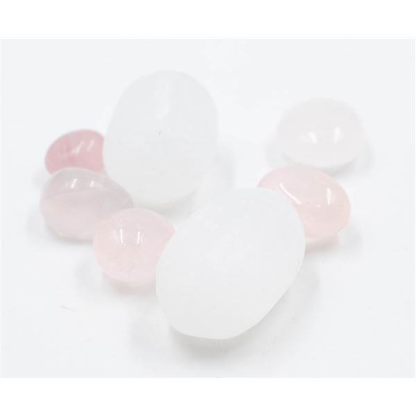 12-NATURAL SELENITE & ROSE QUARTZ TUMBLETE 410CT