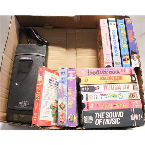 VINTAGE CHILDREN'S VHS MOVIES & AUTO REWINDER