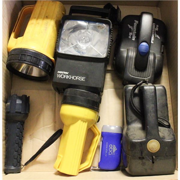 FLASHLIGHTS BOX LOT ASSORTED