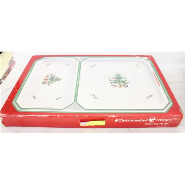 VINTAGE NIKKO CHRISTMAS HOSTESS TRAY SET IN BOX