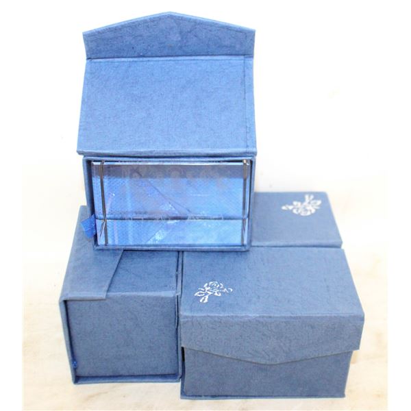 4 NEW IN BOX LASER ENGRAVED CRYSTAL