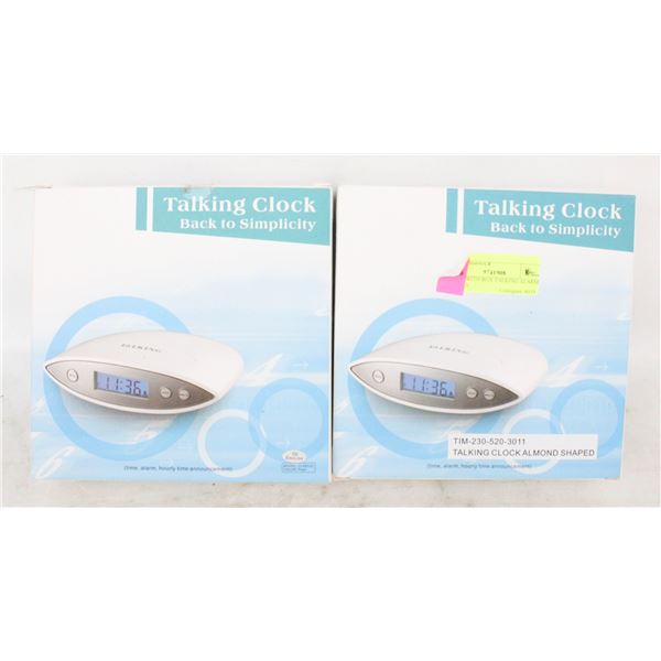 2 NEW WITH BOX TALKING ALARM CLOCKS