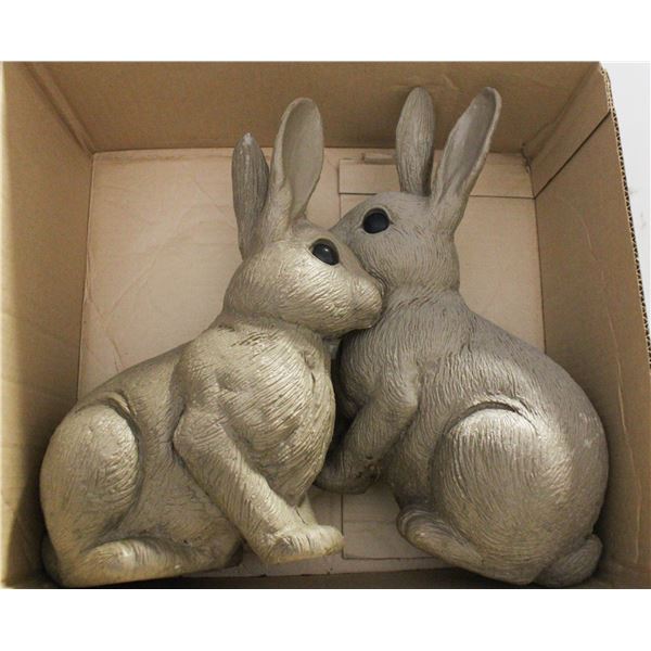 VINTAGE PLASTIC GARDEN RABBITS- SET OF 2