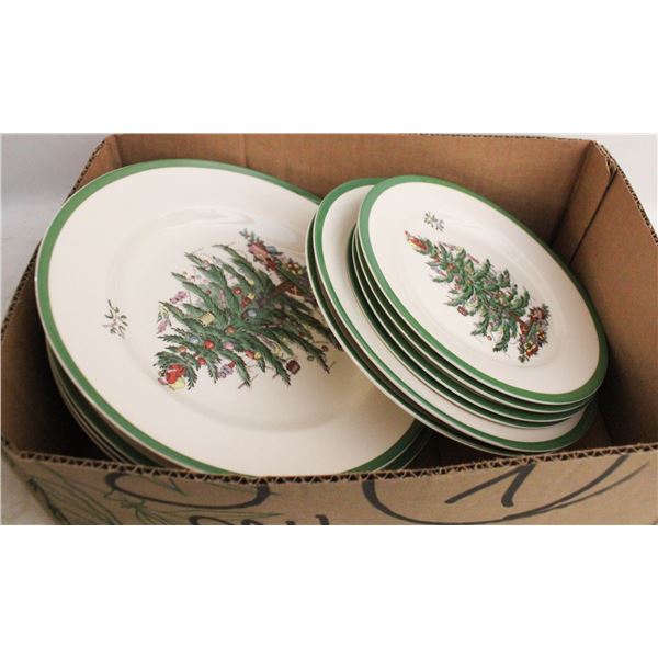 SPODE "CHRISTMAS TREE" DISHES- LOT OF 10 PIECES