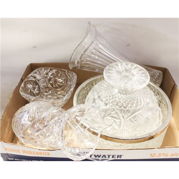 GLASS SERVINGWARE ASSORTED LOT