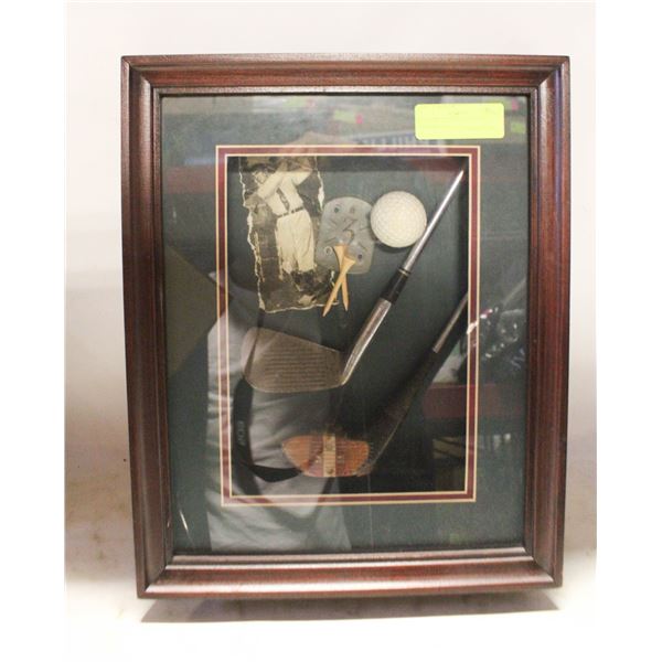 VINTAGE "GOLF MEMORABILIA" SHADOW BOX