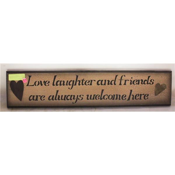 DECORATIVE WOOD WALL PLAQUE- 26" X 6"