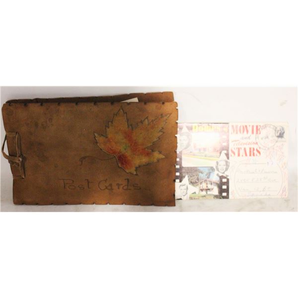 20 PLUS VINTAGE POST CARDS AND LEATHER BOOKLET