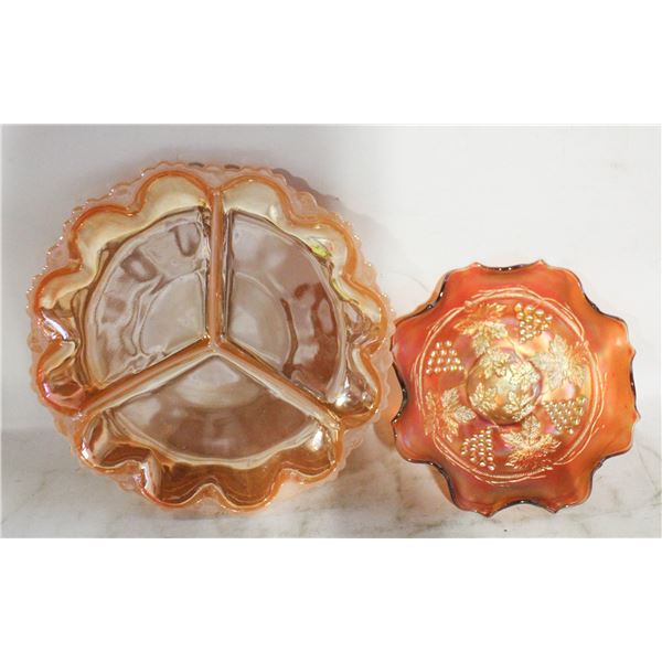 VINTAGE CARNIVAL GLASS DISHES