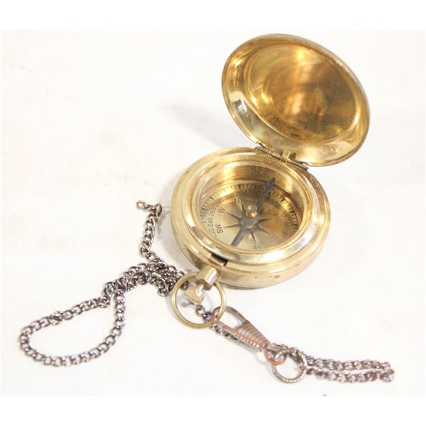 BRASS COMPASS WORKING WITH CHAIN.