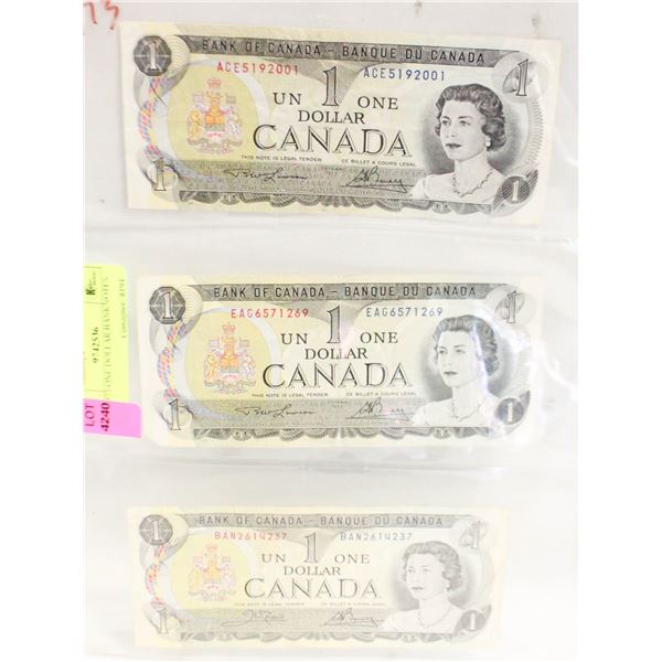 3X 1973 ONE DOLLAR BANKNOTES