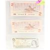 Image 1 : 2 SEQUENTIAL 2 DOLLAR BANKNOTES WITH 1973 ONE DOLL