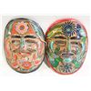 Image 1 : HAND-PAINTED MEXICAN FOLK ART CLAY MASKS X2