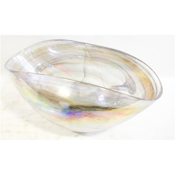 VINTAGE RIDESCENT MURANO ART GLASS SHELL BOWL,
