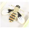 Image 1 : NEW BEE BROOCH WHITE ENAMEL WINGS AMBER