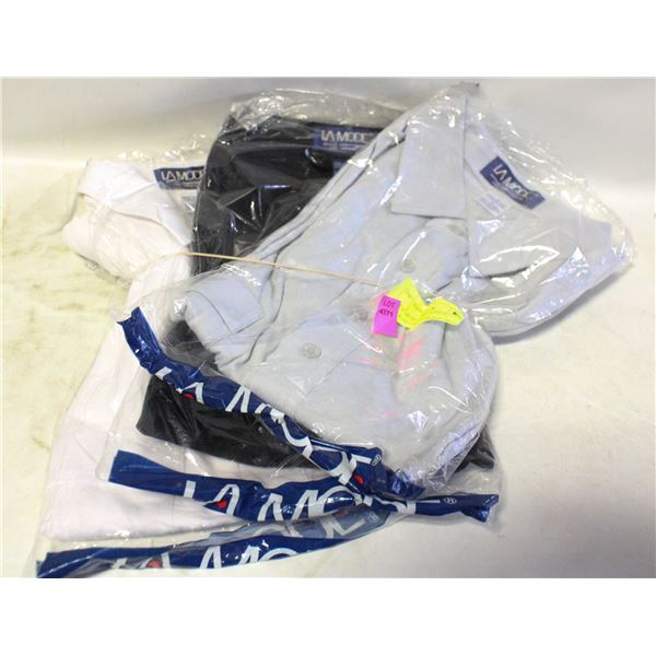 3 NEW MENS L GOLF SHIRTS BLACK/SILVER/WHITE