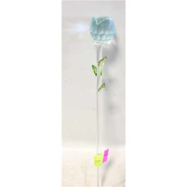 VINTAGE CUT CRYSTAL GLASS TEAL ROSE STEMS FACETED