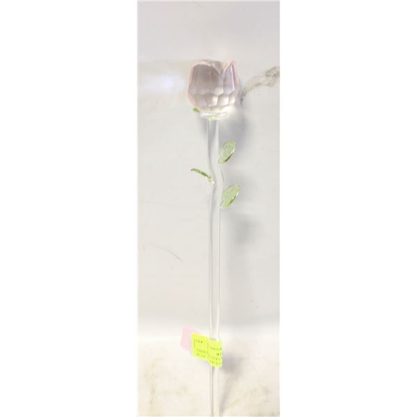 VINTAGE CUT CRYSTAL GLASS PINK ROSE STEMS FACETED