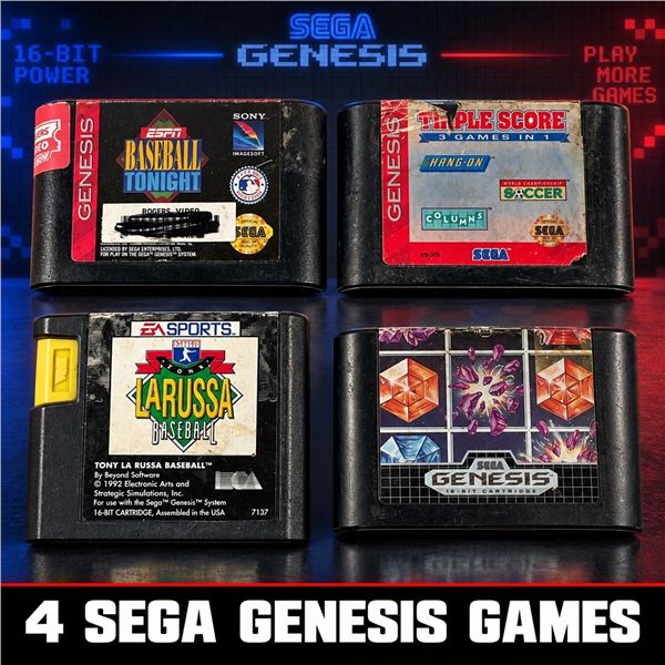 4 SEGA GENESIS GAMES BASEBALL, SPORTS & MORE