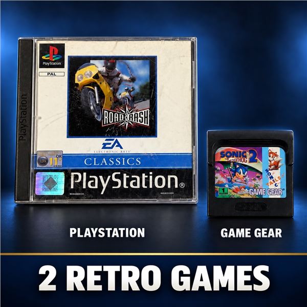 2 RETRO GAMES PLAYSTATION ROAD RASH + SONIC 2