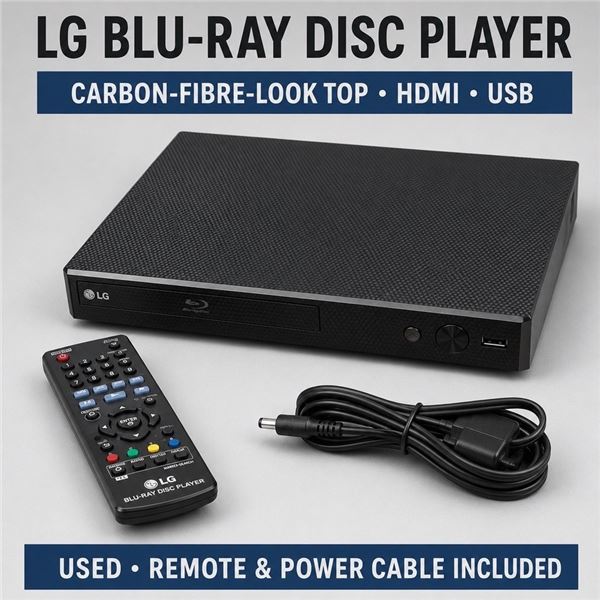 LG BLU-RAY PLAYER W/ REMOTE & POWER CABLE