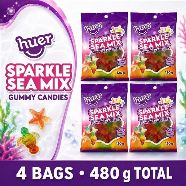 4 HUER SPARKLE SEA MIX GUMMIES 120G BB 11/26